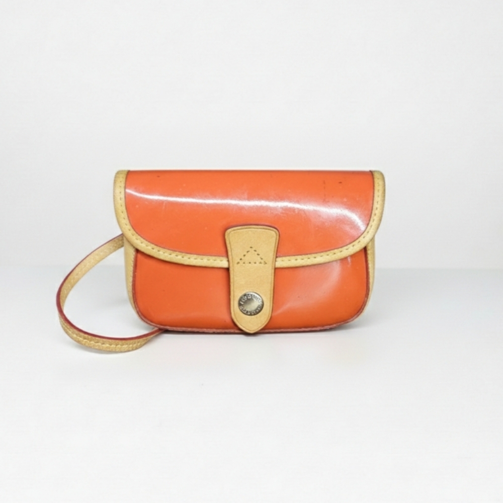 Dooney & Bourke 6x4x1" Wristlet Vintage Wallet Purse Patent Leather Orange Snap
